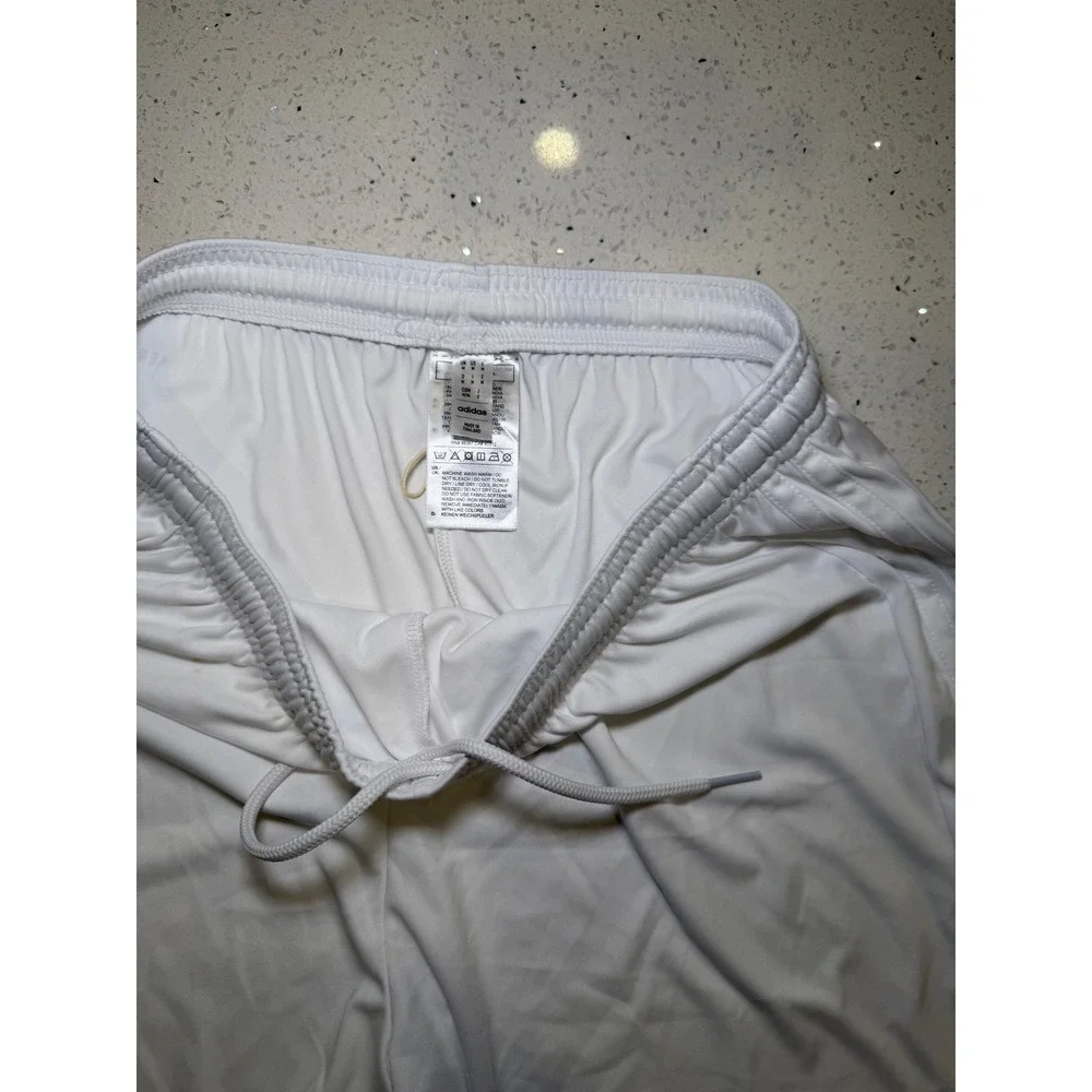Adidas Mens White Aeroready 3-Stripe Athletic Soccer Gym Shorts Size Medium